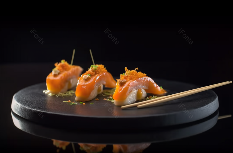 烤三文鱼寿司配虾仁蛋高清摄影,高清,摄影图,摄影图片,图片大全,摄影图免费下载